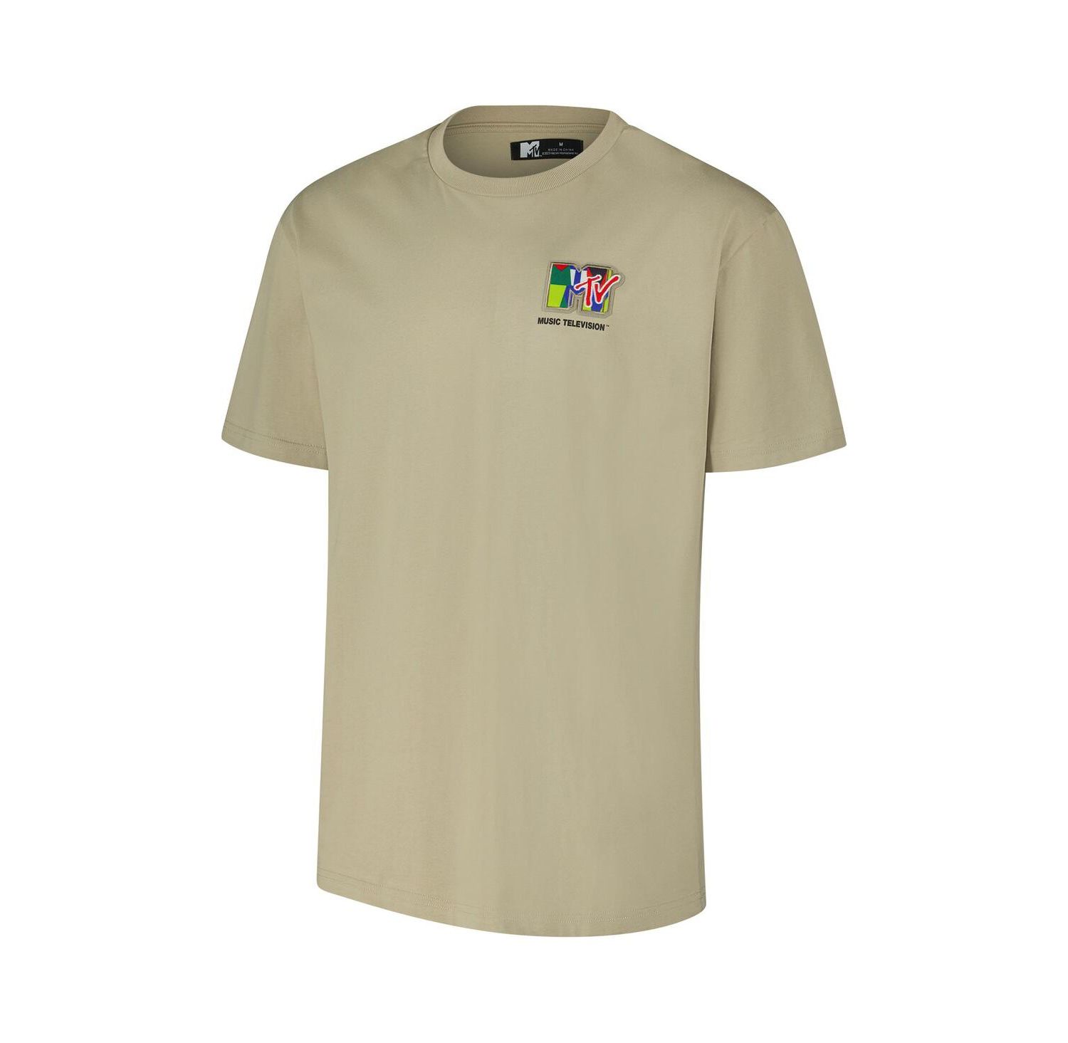 Men's Tan MTV Color Blocking Loose Fit T-Shirt