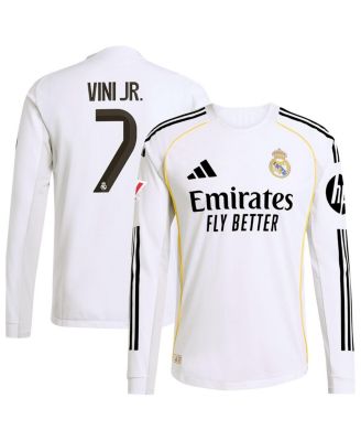 adidas - Men's Vini Jr. White Real Madrid 2025/26 Home Authentic Long Sleeve Jersey