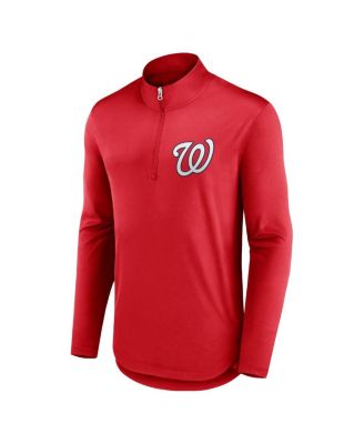 Men's Red Washington Nationals Tough Minded Lightweight Quarter-Zip Pullover Sweatshirt