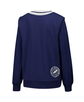Women's Navy Dallas Cowboys Alice V-Neck Pullover Sweatshirt