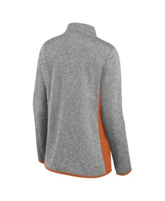 Women's Heather Gray Texas Longhorns Block Party Fleece Full-Zip Sweater