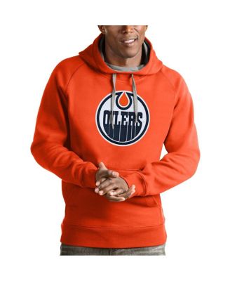 Antigua - Men's Orange Edmonton Oilers Logo Victory Pullover Hoodie