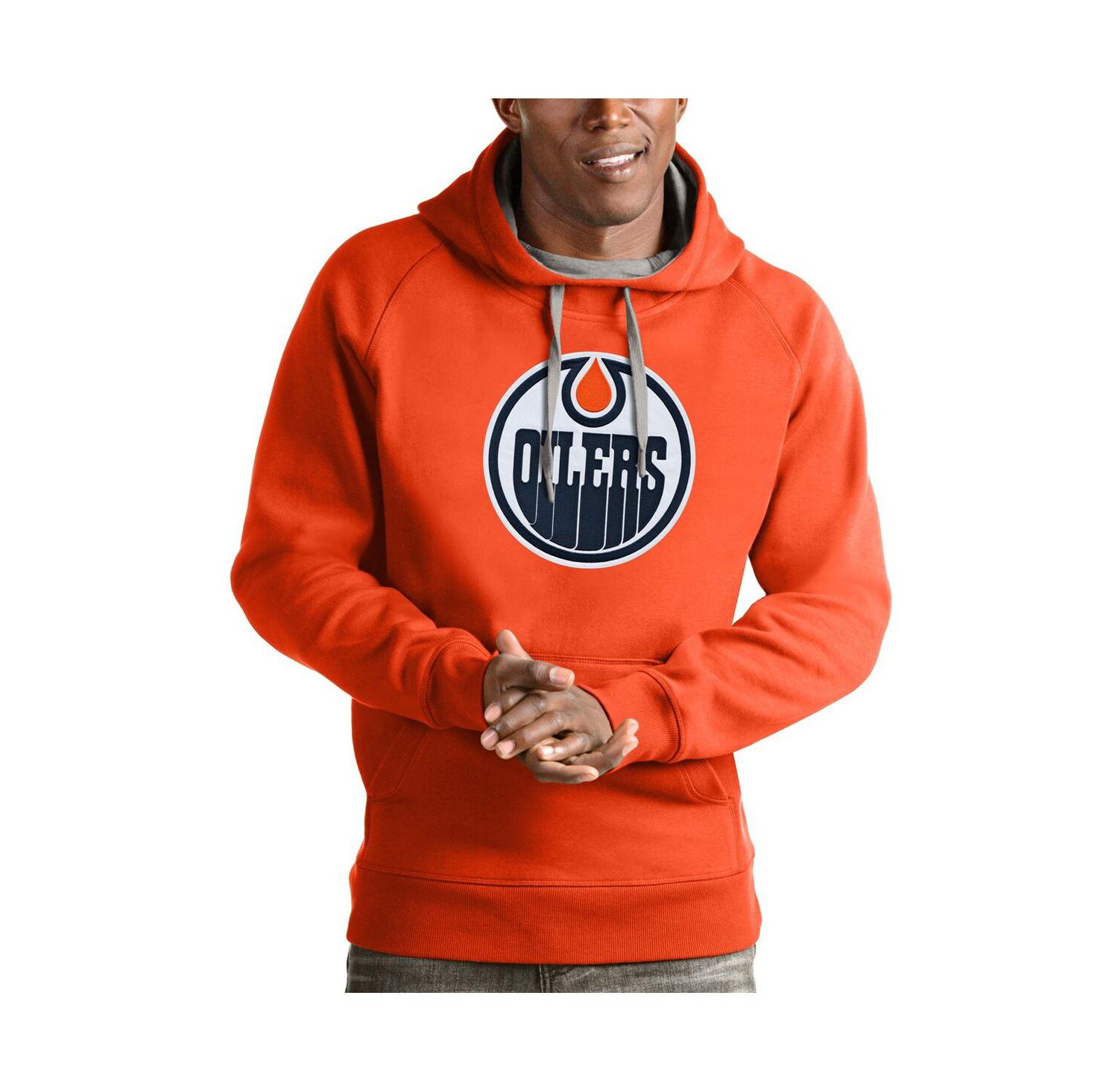 Men's Orange Edmonton Oilers Logo Victory Pullover Hoodie