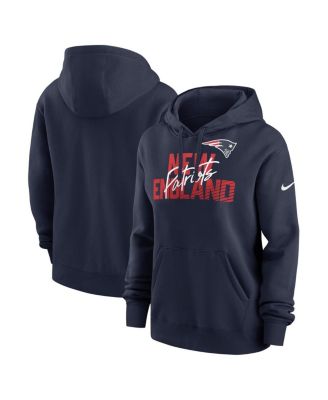 Nike - Women's Navy New England Patriots Wordmark Club Fleece Pullover Hoodie