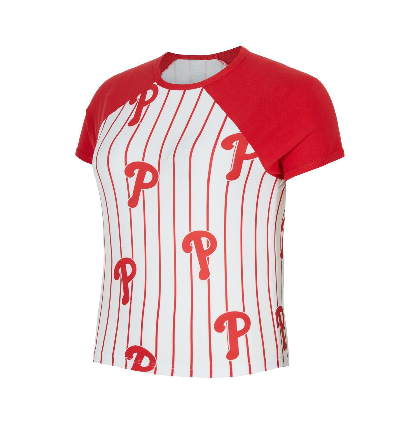 Женский топ Concepts Sport White Philadelphia Phillies Outbound Pinstripe Raglan — фото 2