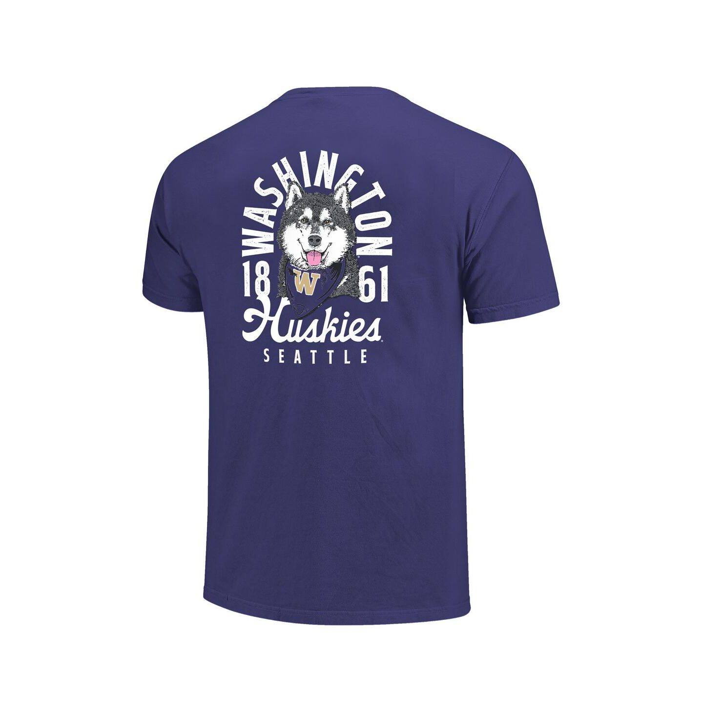 Мужская футболка Image One Purple Washington Huskies Comfort Colors Mascot Overlay — фото 3