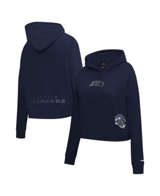Pro Standard - Women's College Navy Seattle Seahawks Jeweled Cropped Pullover Hoodie