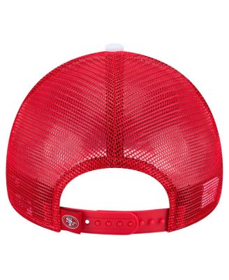 Men's White/Scarlet San Francisco 49ers Sport Night Color Block 9FORTY A-Frame Trucker Adjustable Hat