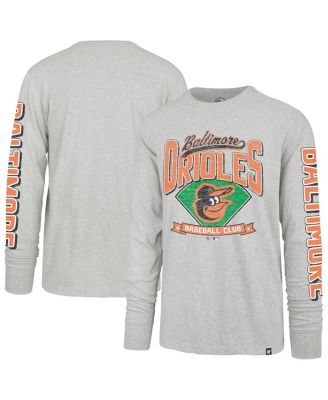 '47 Brand - Men's Gray Baltimore Orioles Big Tall Distressed Franklin Long Sleeve T-Shirt
