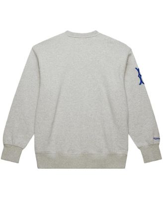 Men's Jackie Robinson Heather Gray Brooklyn Dodgers Legends Collection Vintage Logo Name Number Fleece Pullover Sweatshirt