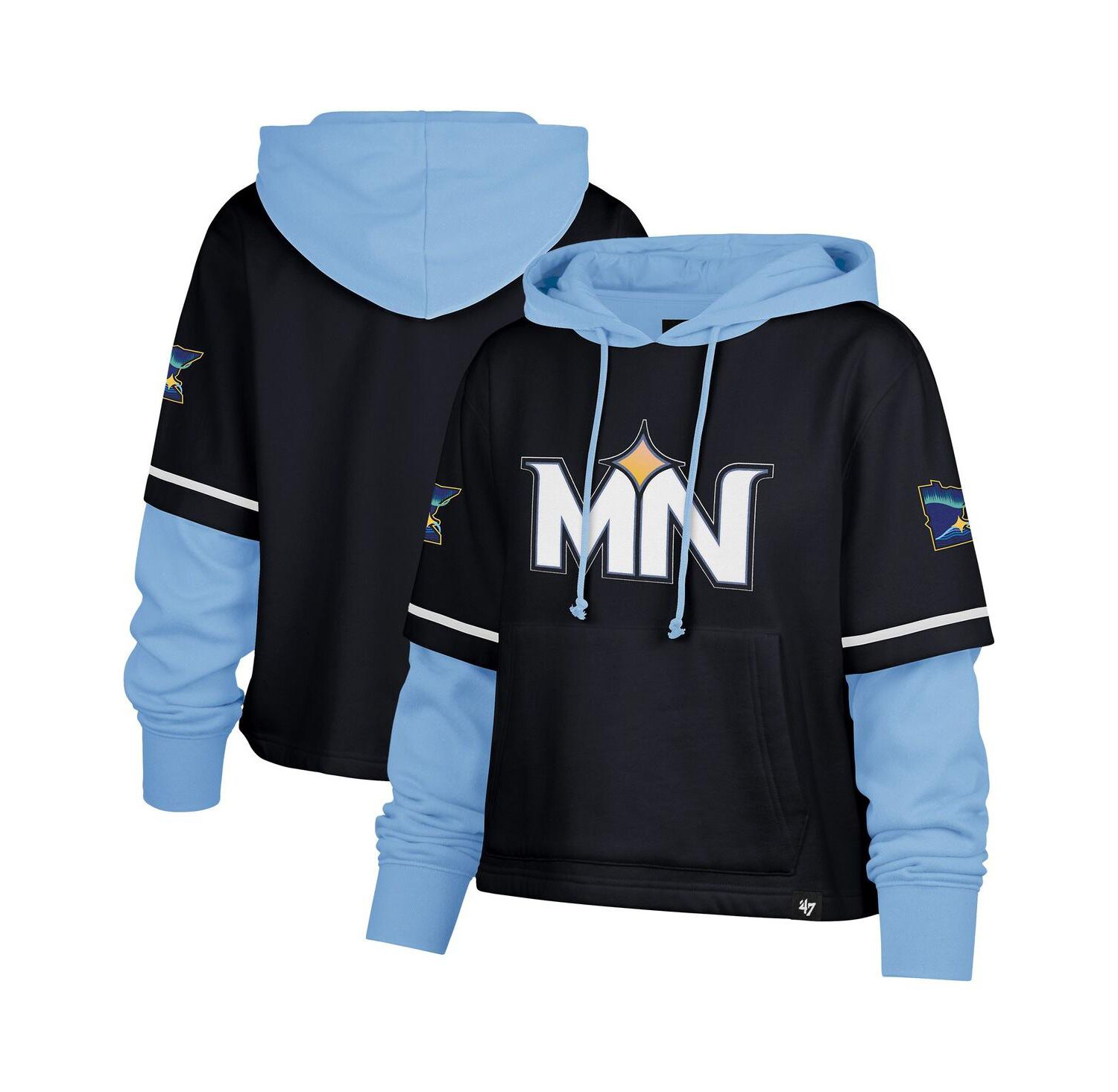 Women's Navy Minnesota Twins City Connect Shortstop Cropped Pullover Hoodie