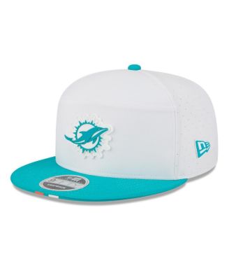 New Era - Men's White/Aqua Miami Dolphins 2025 NFL Training Camp Split Panel 9FIFTY Snapback Hat