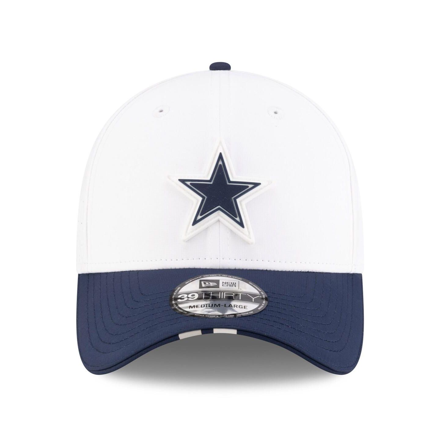 Мужская кепка New Era White/Navy Dallas Cowboys 2025 NFL Training Camp 39THIRTY Flex Hat — фото 2