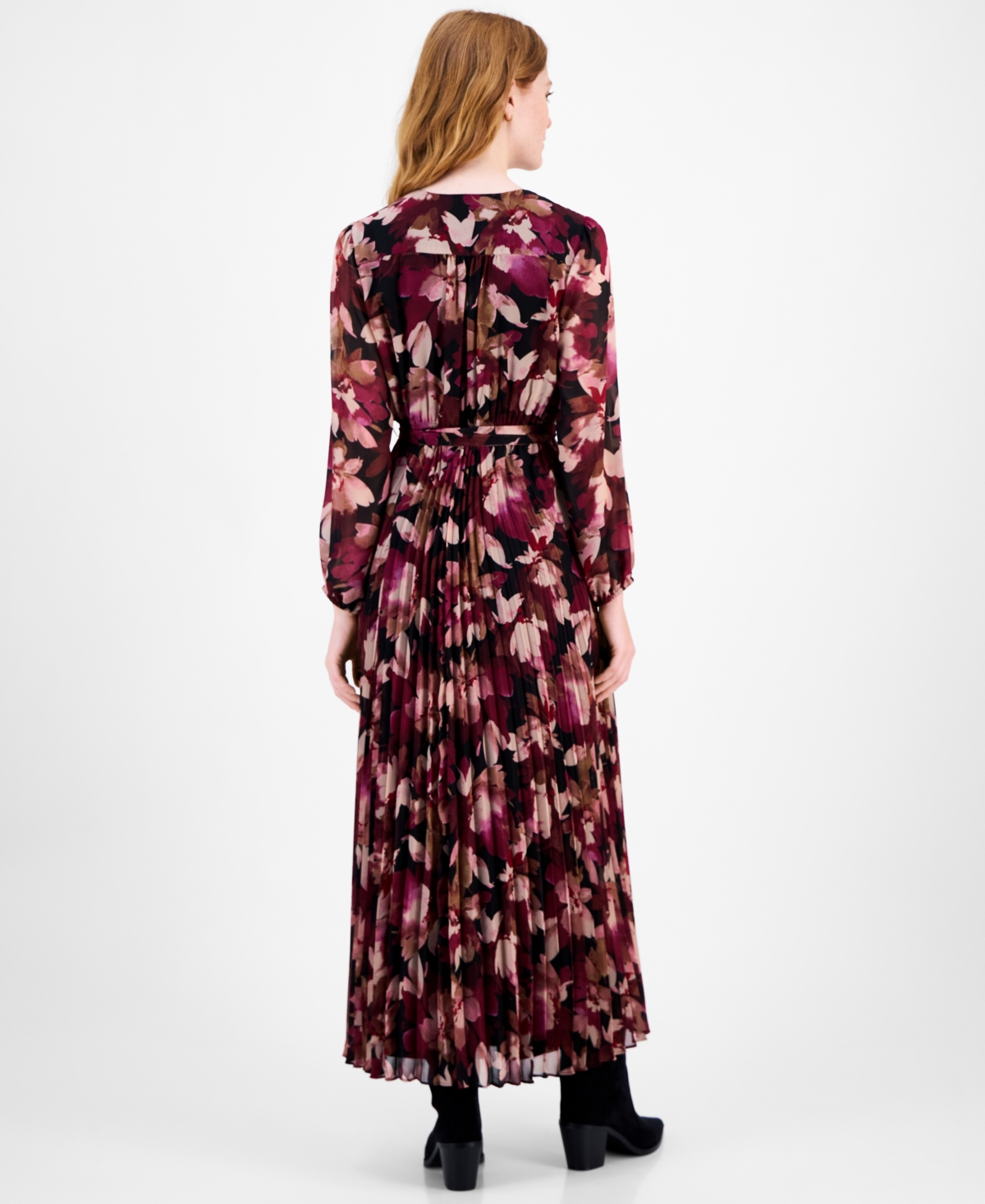 Sandra Darren Petite Surplice-neck Pleated Maxi Dress In Multi