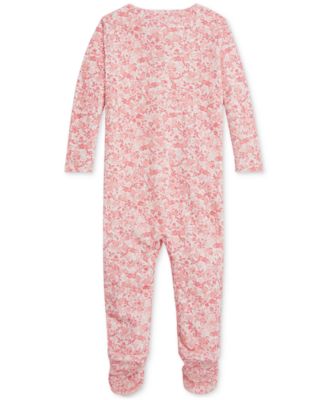 Baby Girls Floral Velour Coverall