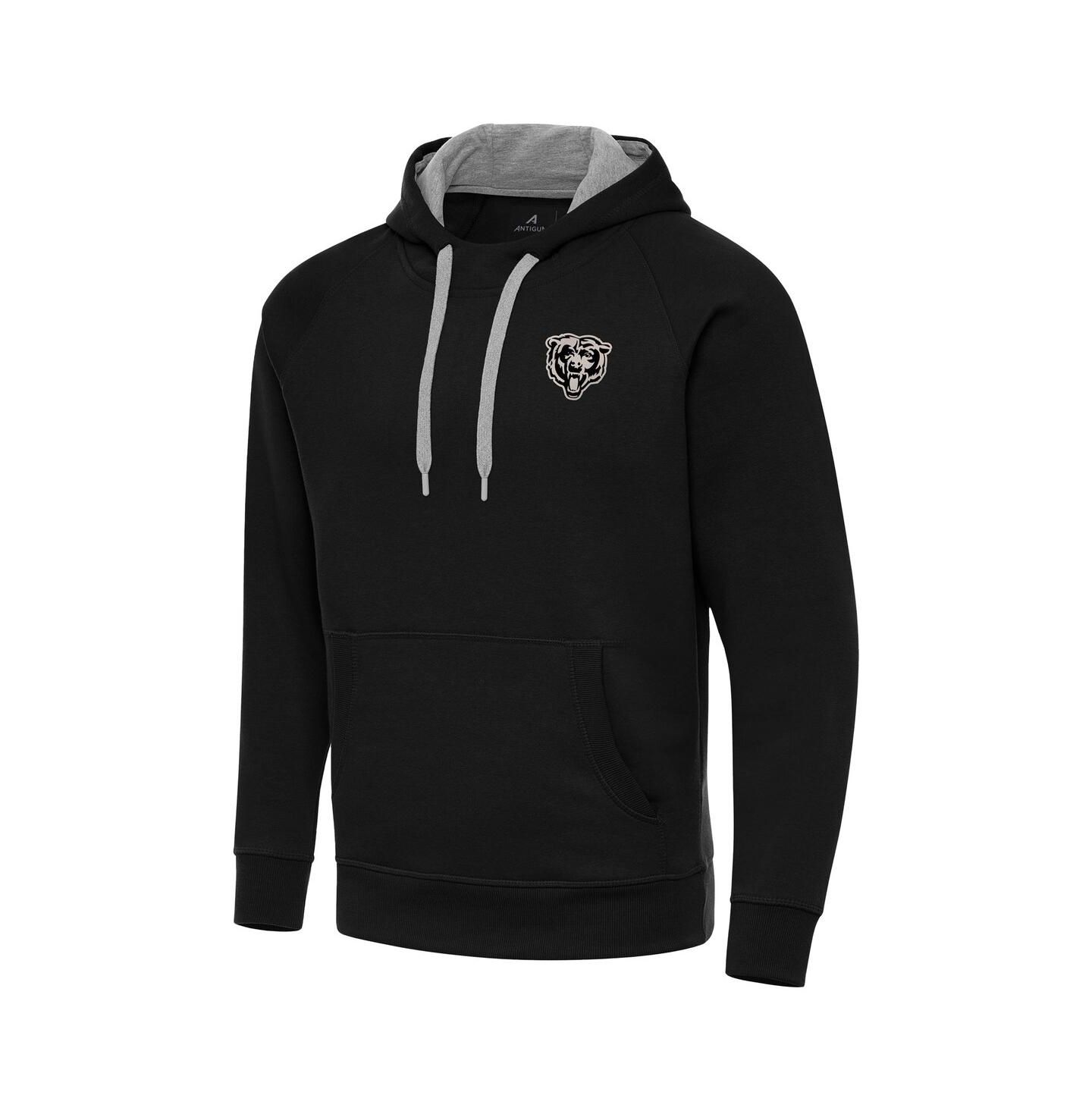 Мужское худи Antigua Black Chicago Bears Brushed Carbon Victory Pullover — фото 2