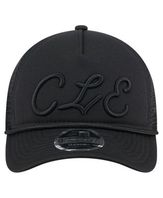 Men's Black Cleveland Guardians City Initial 9FORTY A-Frame M-Crown Adjustable Trucker Hat