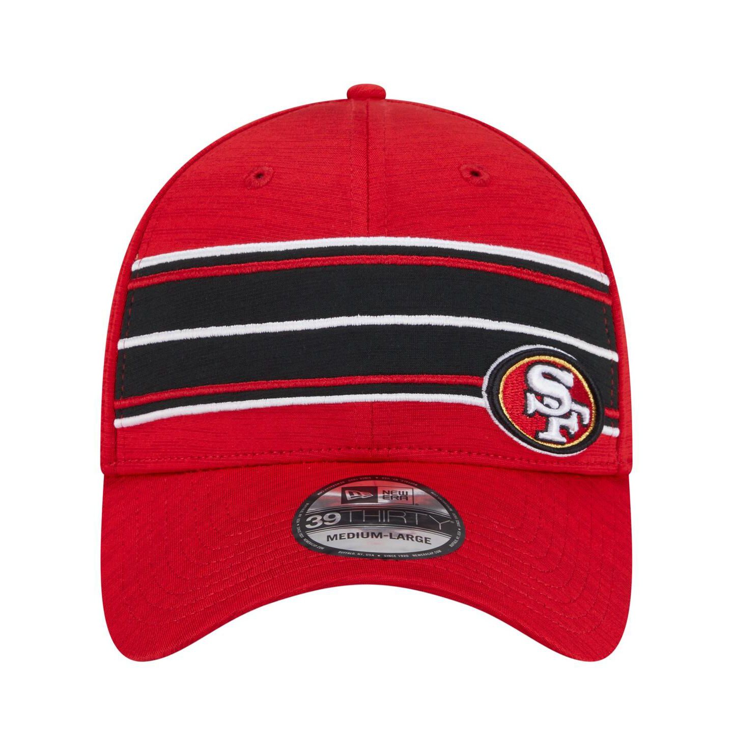 Мужская кепка New Era Scarlet San Francisco 49ers Stripes 39THIRTY Flex Hat — фото 3