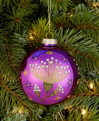 Enchanted Forest Pink Floral Ball Ornament, Macy's Exclusive