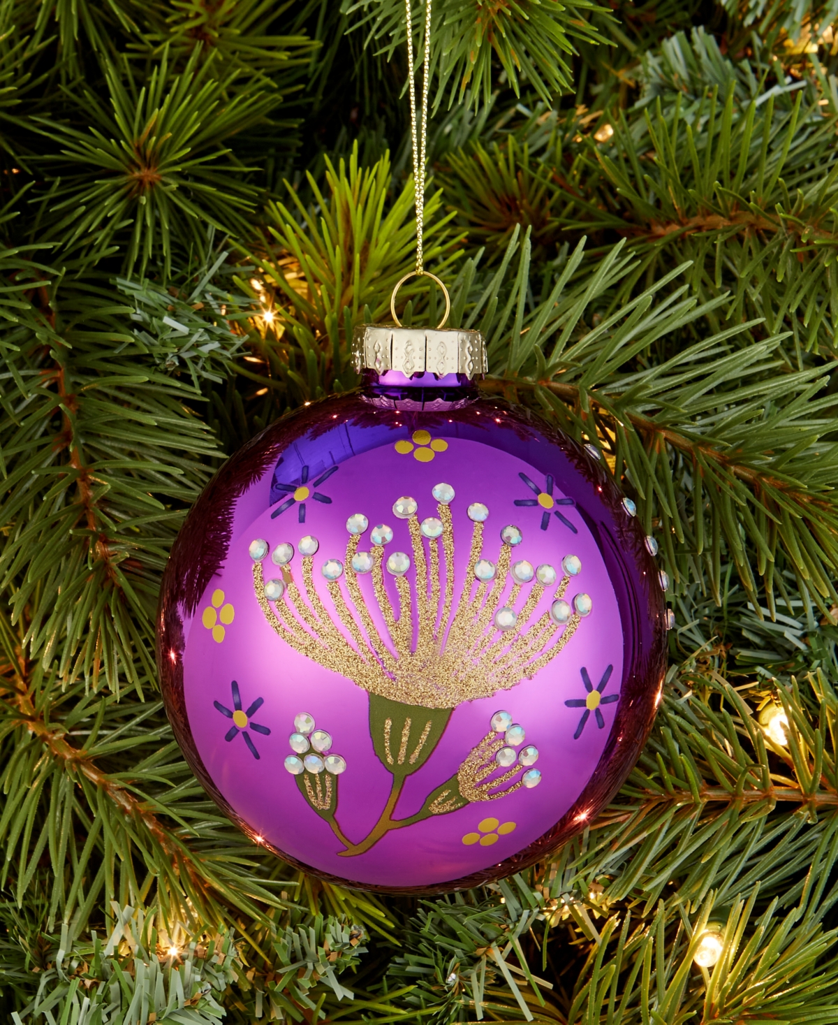 Holiday Lane Enchanted Forest Pink Floral Ball Ornament, Macy's Exclusive In Transparent