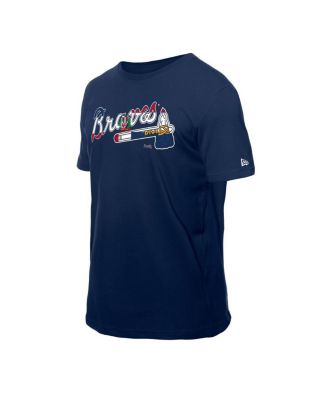 Men's Navy Atlanta Braves Dominican Republic Flag Logo T-Shirt