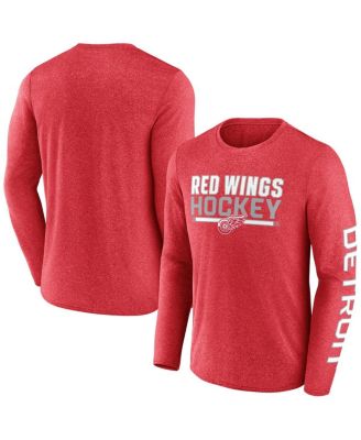 Fanatics - Men's Heather Red Detroit Red Wings Sweep Iconic Synthetic Long Sleeve T-Shirt