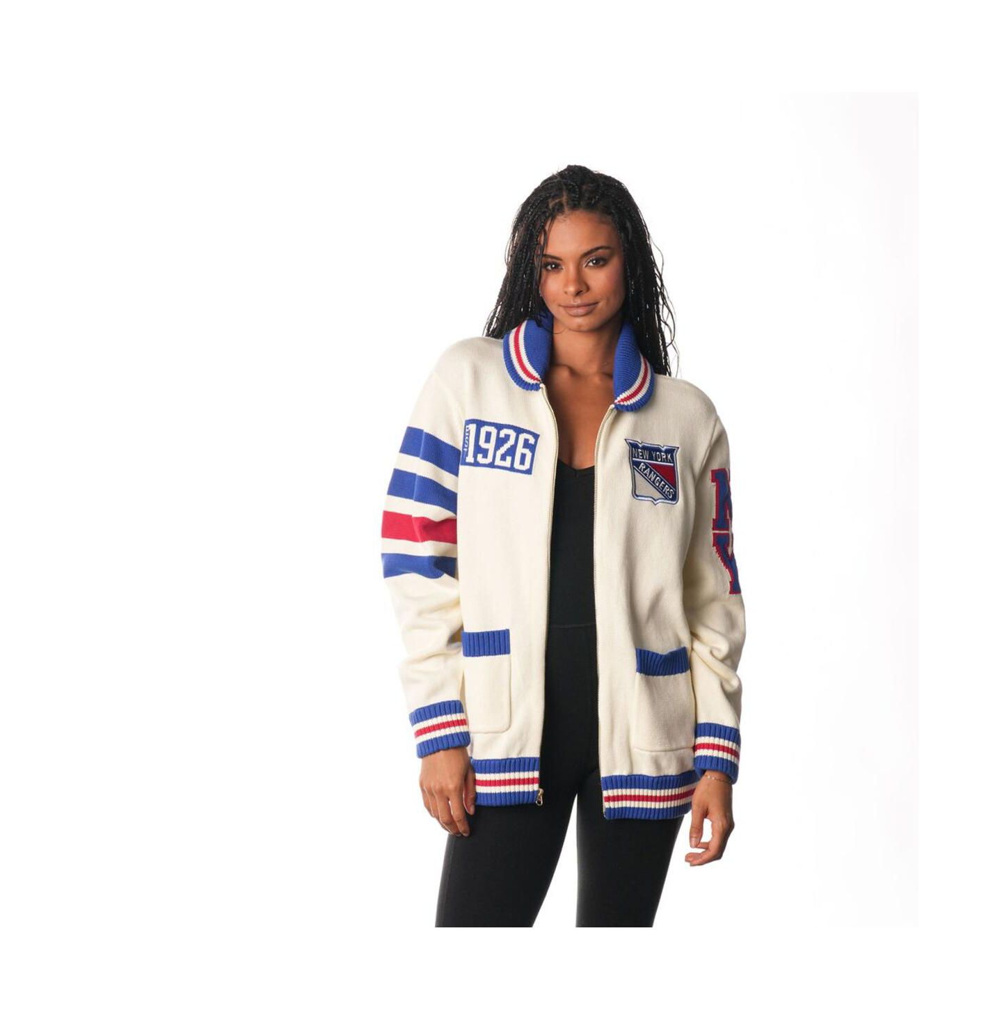 Мужской свитер The Wild Collective and Cream New York Rangers Jacquard Full Zip — фото 2