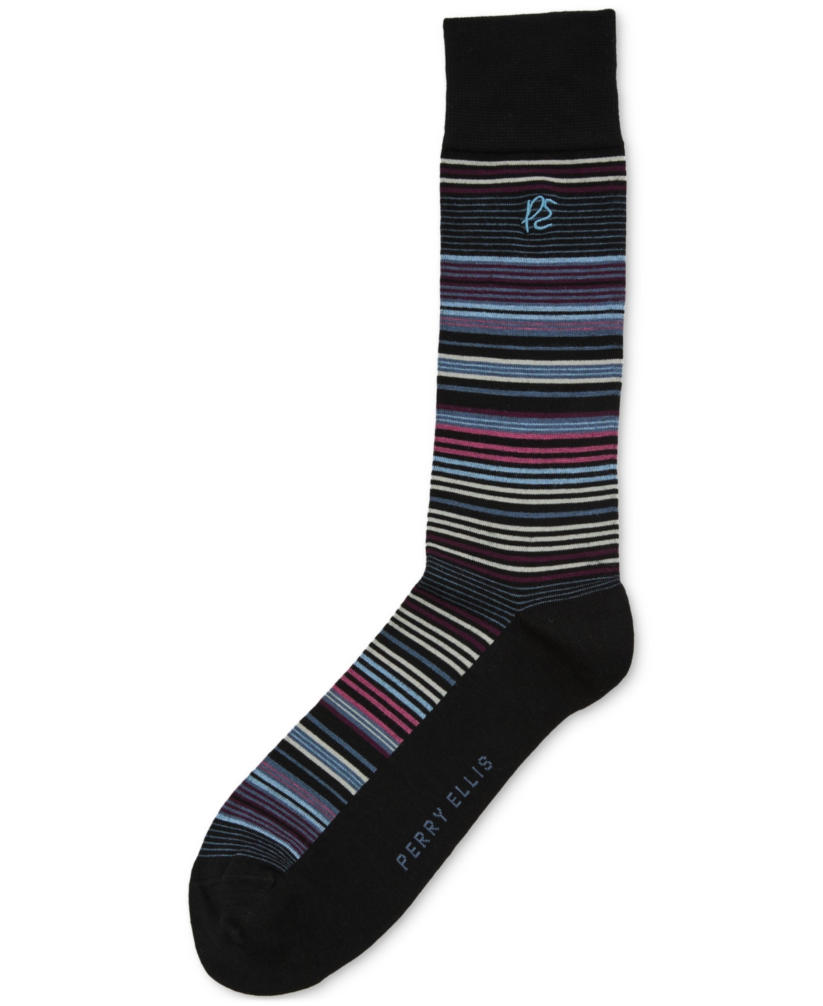 Perry Ellis Portfolio Men's Fashion Stripe Moisture-wicking Socks In Multi