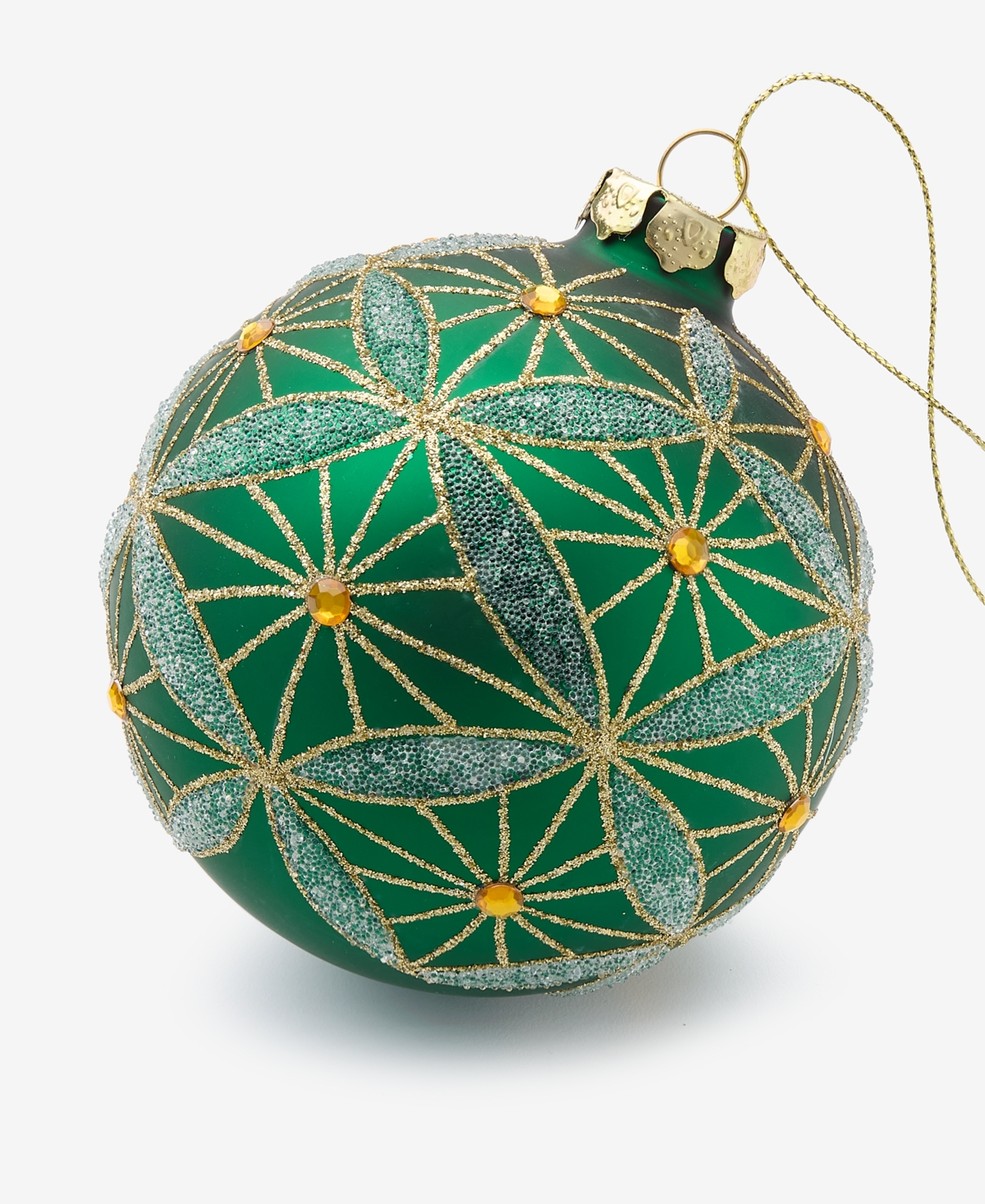 Holiday Lane Enchanted Emerald Green Glass Ball Ornament, Macy's Exclusive