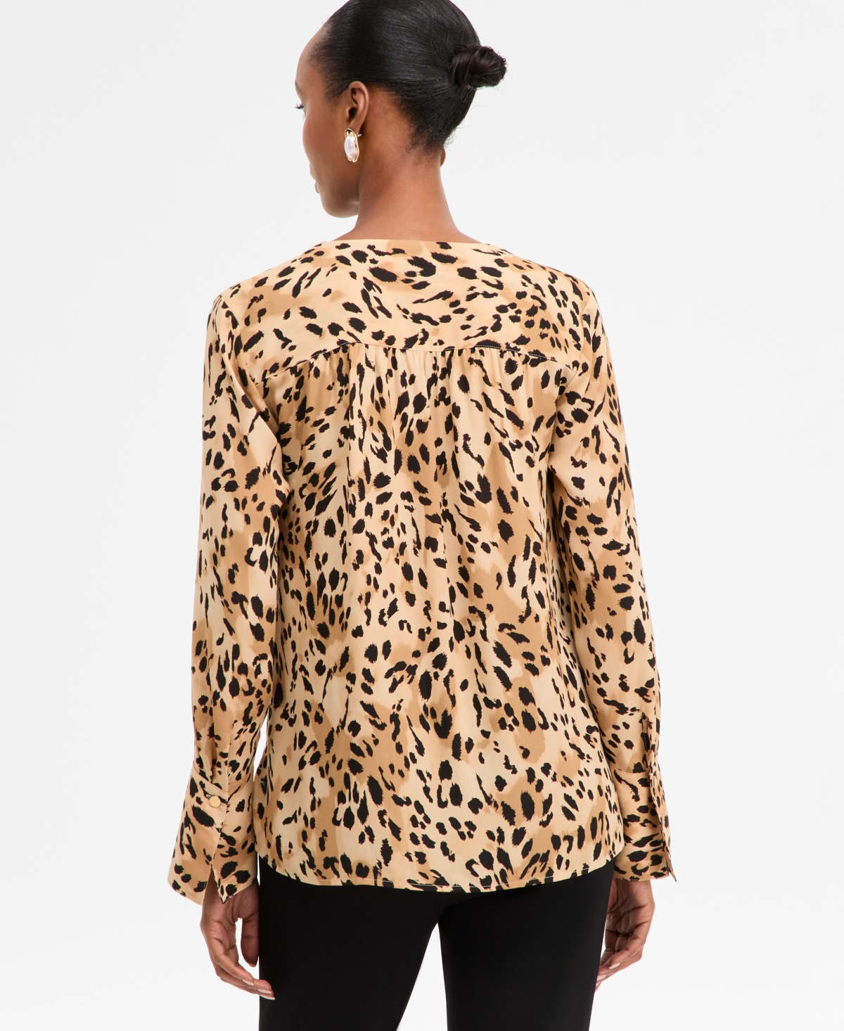 Inc International Concepts Women's Printed Surplice-neck Blouse, Macy's Exclusive In Neutral