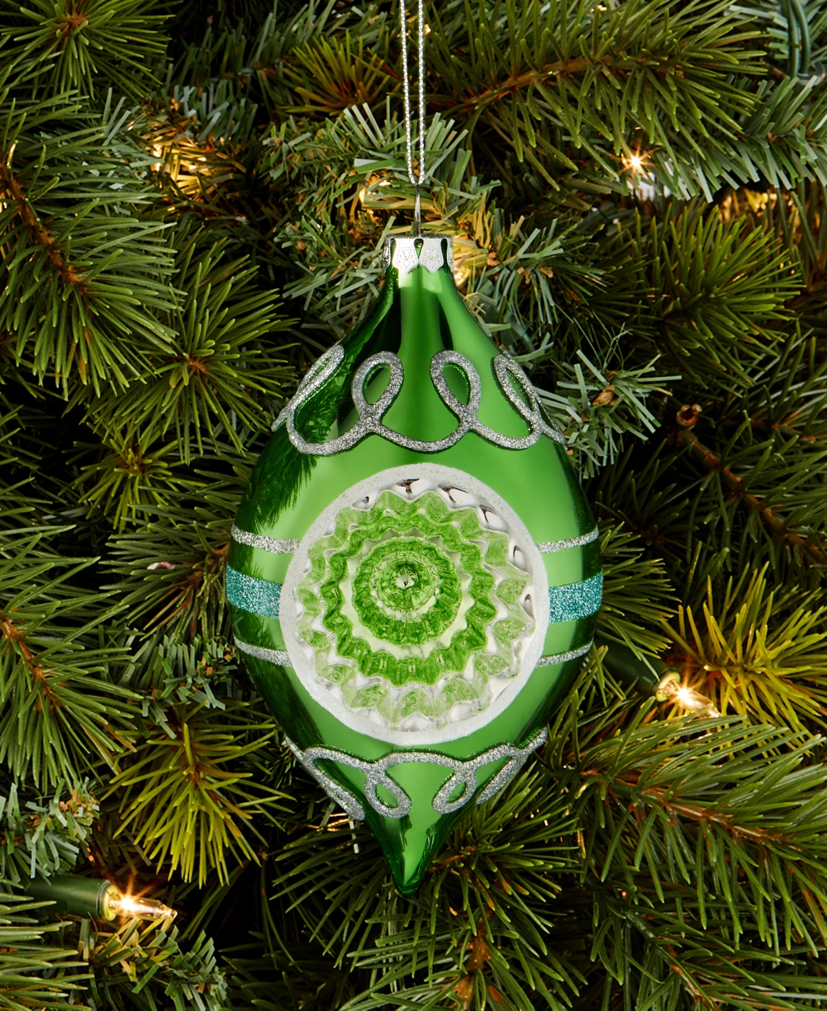 Holiday Lane Enchanted Emerald Green Reflector Finial Ornament, Macy's Exclusive In Multi