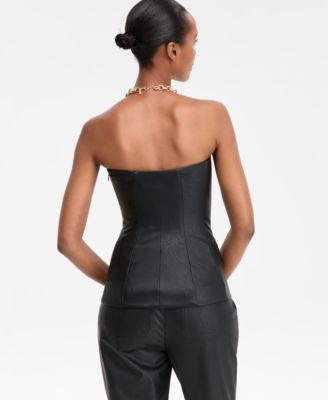 Women's Faux-Leather Strapless Top, Macy's Exclusive