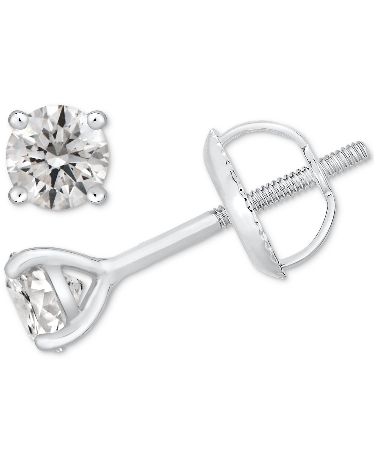 Gia Certified Diamond Stud Earrings (1/2 ct. t.w.) in 14k White Gold - White Gold