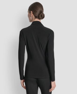 Women's Matte Jersey Faux Wrap Top, Regular & Petite