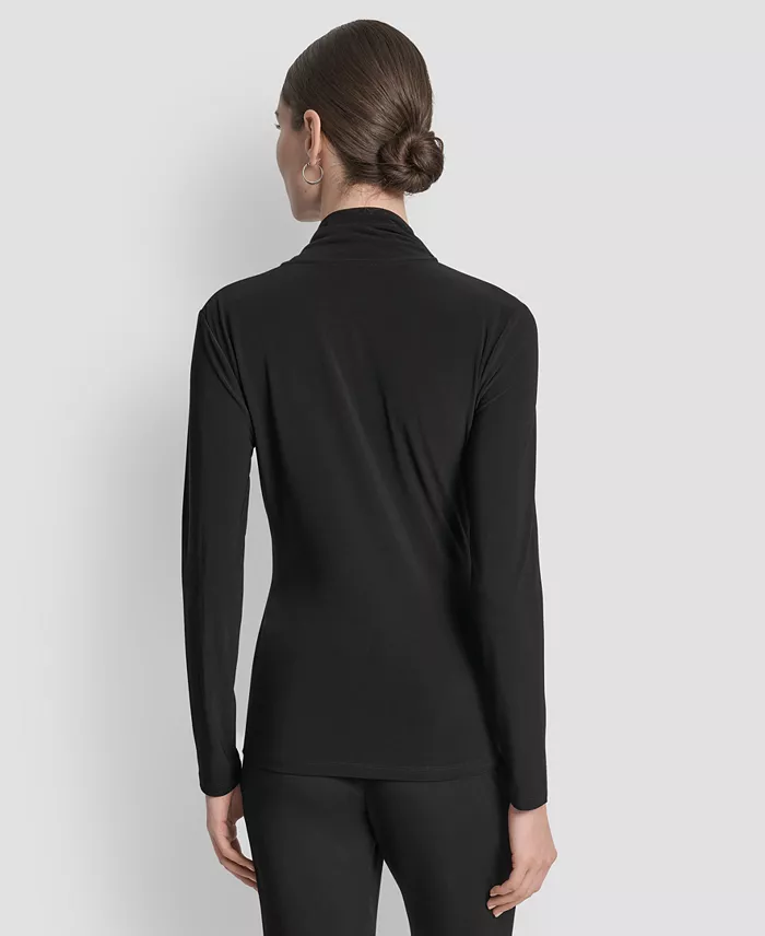 Women's Matte Jersey Faux Wrap Top, Regular & Petite - thumbnail 2
