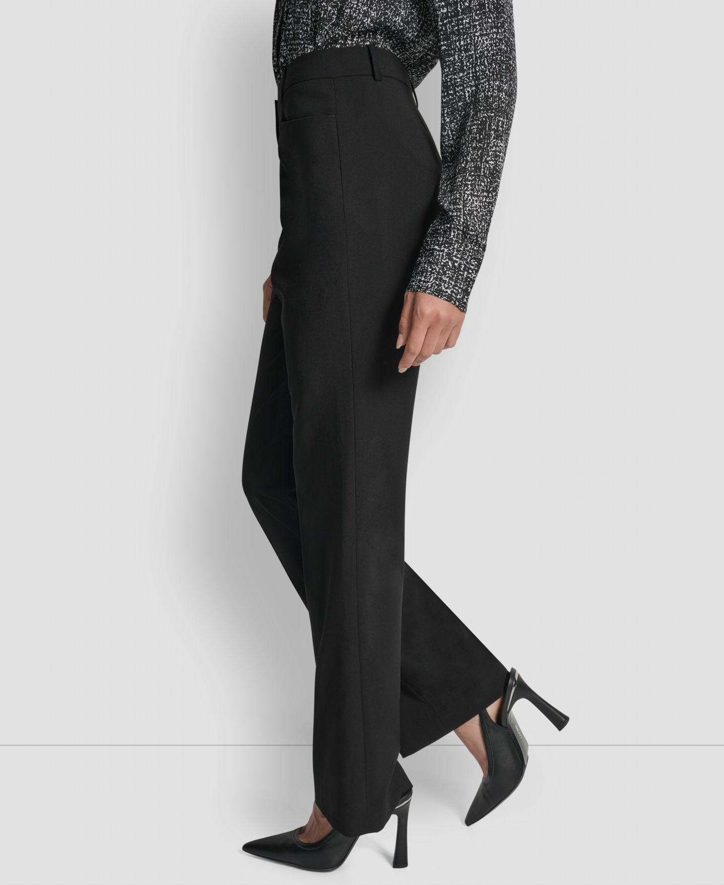 Женские брюки DKNY Modern Fit Flat-Front Trousers, цвет: Чёрный — фото 3