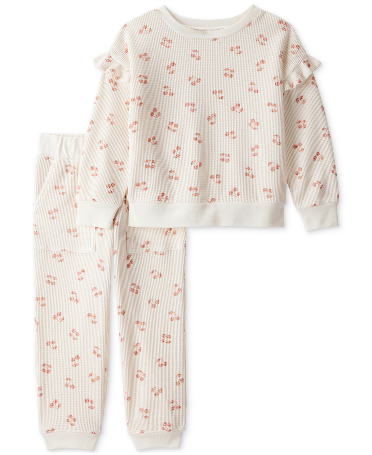 Carter's Toddler Girls Cherry Fruit-print Long-sleeve Top & Pants, 2 Piece Set In Neutral