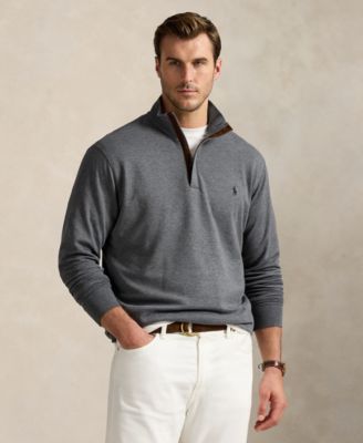 Men's Big & Tall Luxury Jersey Quarter-Zip Pullover