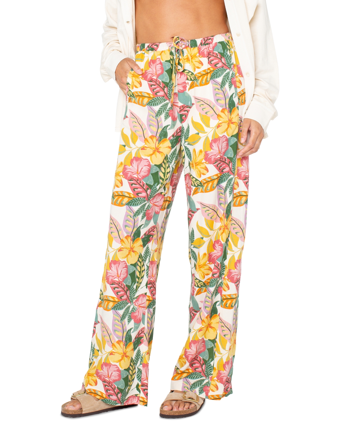 Roxy Juniors' So Precious Floral Drawstring-waist Pants In Multi