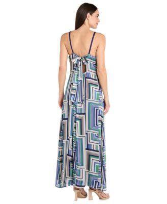 Women's Sleeveless Shirred-Collar Maxi Dress