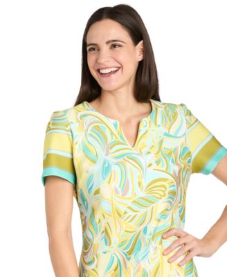 Women's Printed Short-Sleeve Knee-Length Dress