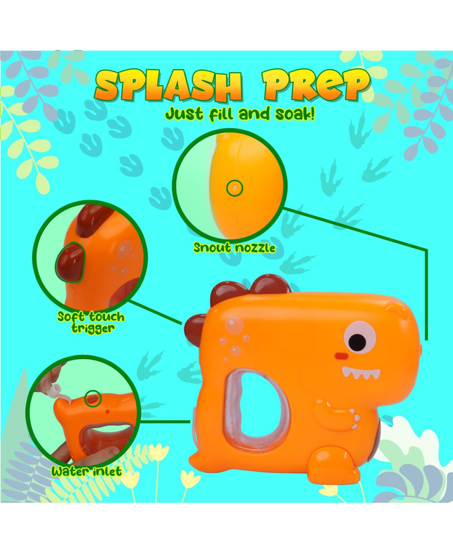 Детские игрушки USA Toyz Soak-A-Saurus Electric Rechargeable Water Blaster, Ages 3+, 2-Piece Set — фото 5