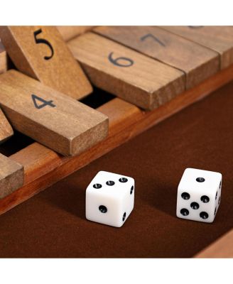 9 Number Shut the Box Board Game with Walnut Stained Wood, 11 in.