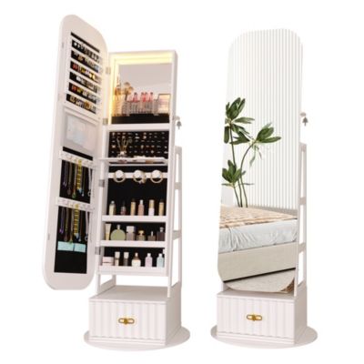 Full-length mirror with wooden frame for floor standing or wall mounting