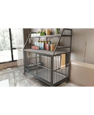 Large Pet Cage with Storage - Black/Gray