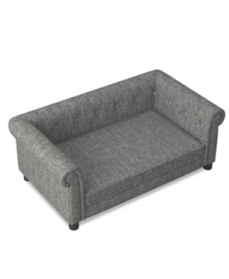 Elegant Linen Dog Sofa Bed - Light Grey