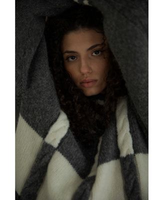 Women's Checkered V-Neck Sweater