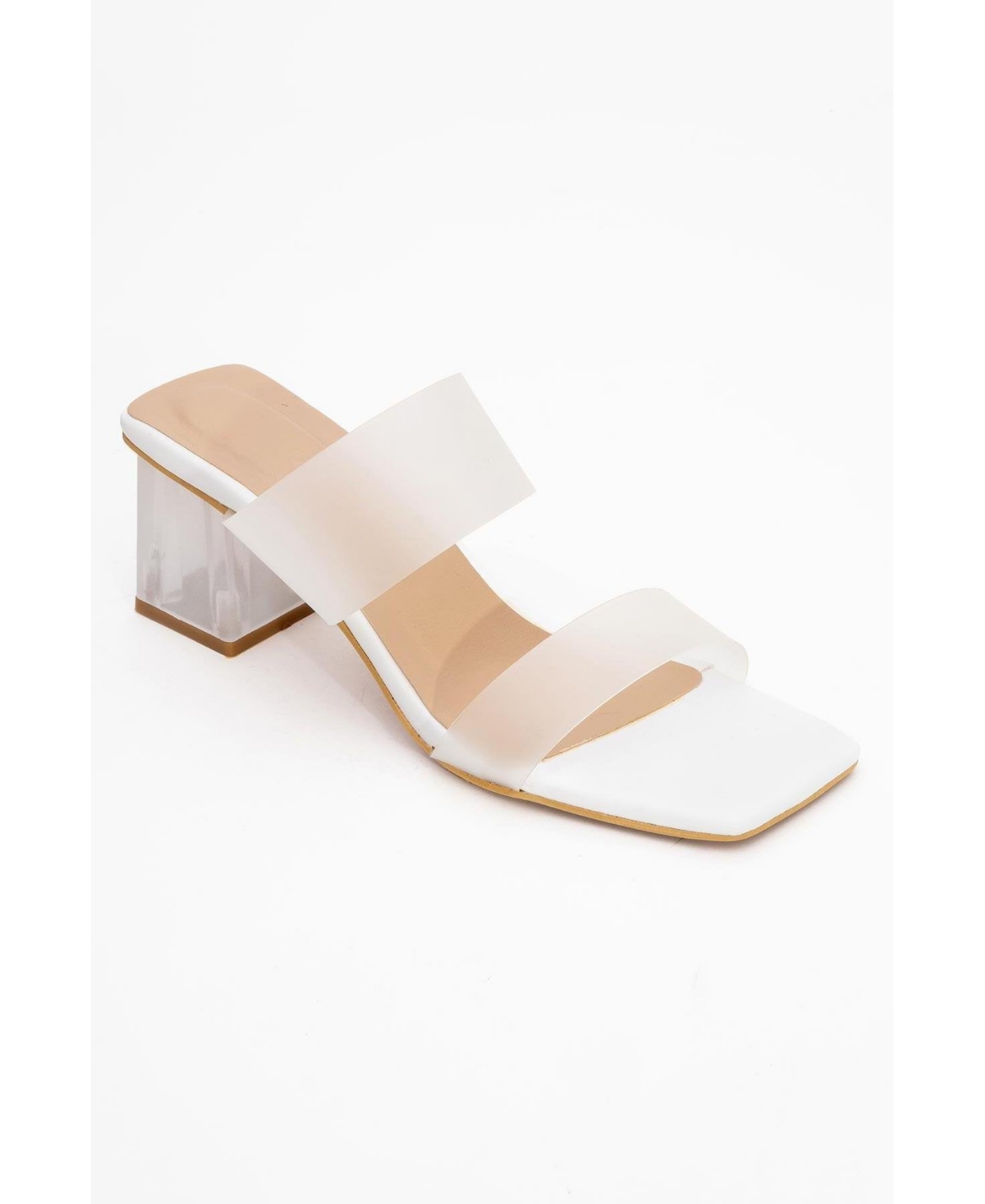 Elara Transparent Strap Sandal (Women) - Beige faux leather