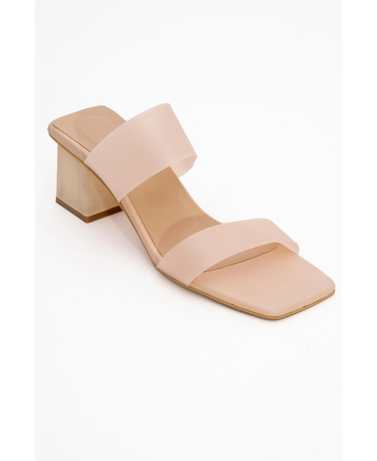 Elara Transparent Strap Sandal (Women) - Beige faux leather