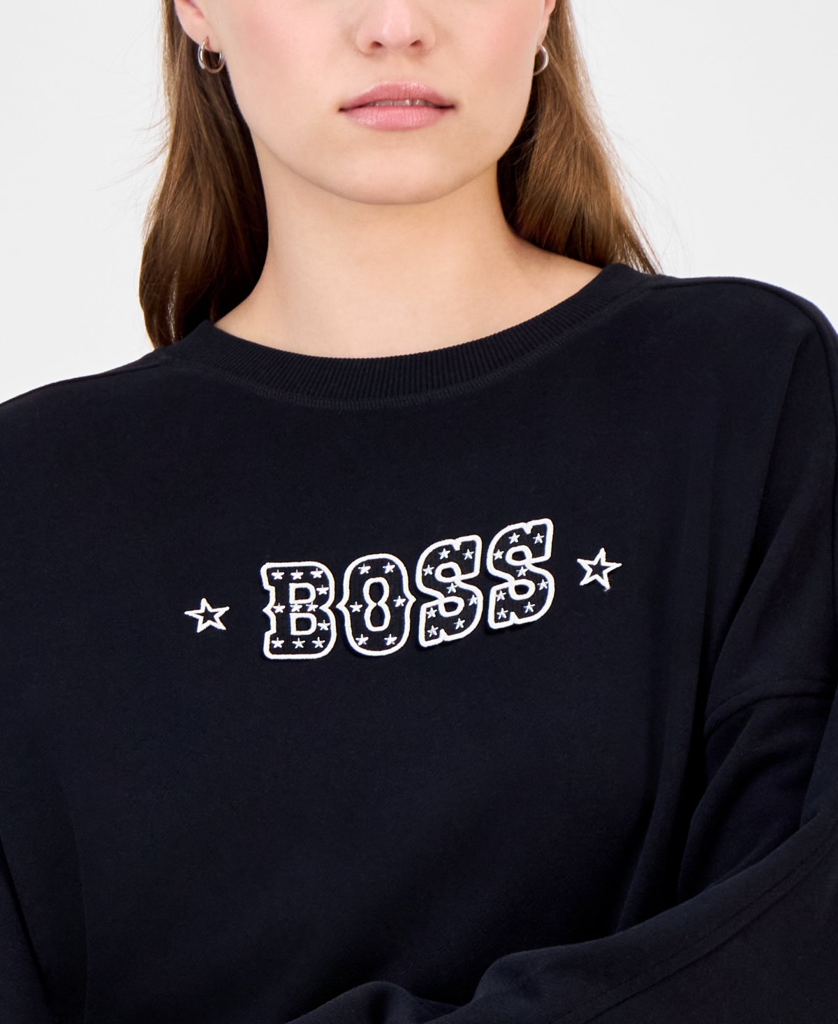 Hugo Boss Cotton-terry Sweatshirt With Logo Detail In Black